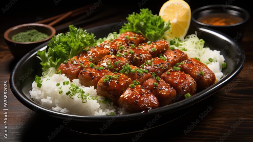 Fototapeta premium fried pork with rice