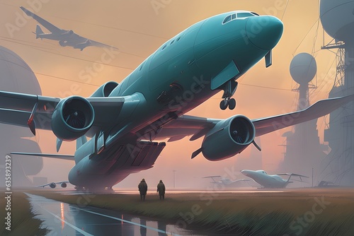 Airplane on the verge of takeoff