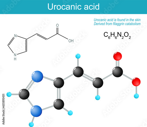 Urocanic acid molecule. molecular chemical structural formula