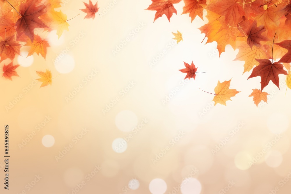 Maple leaves autumn banner on blurred autumn background generative ai Maple leaves autumn banner on blurred autumn background generative ai