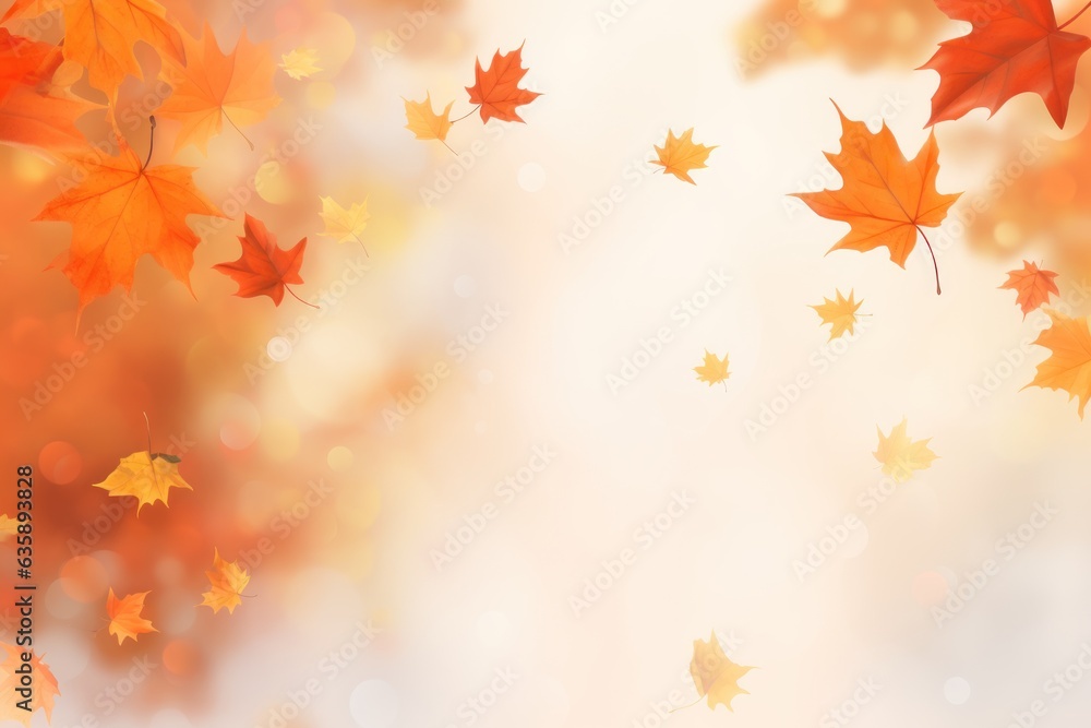 Maple leaves autumn banner on blurred autumn background generative ai Maple leaves autumn banner on blurred autumn background generative ai