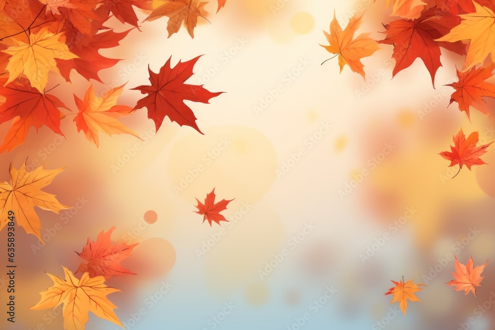Maple leaves autumn banner on blurred autumn background generative ai Maple leaves autumn banner on blurred autumn background generative ai