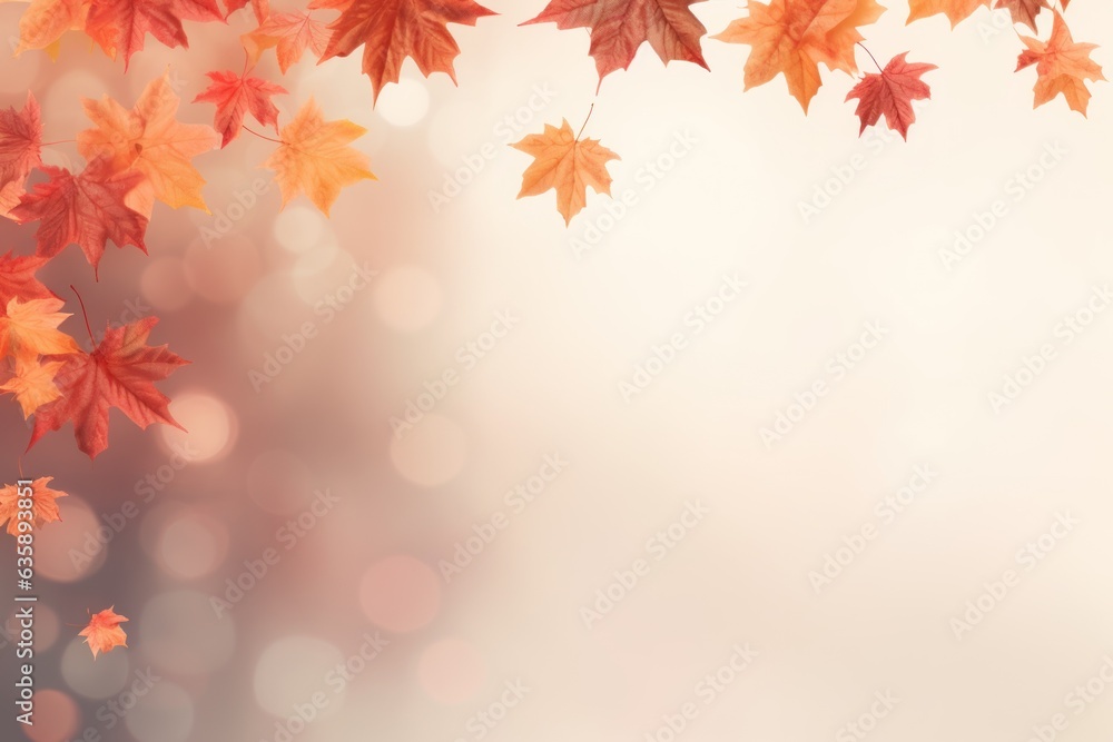 Maple leaves autumn banner on blurred autumn background generative ai Maple leaves autumn banner on blurred autumn background generative ai