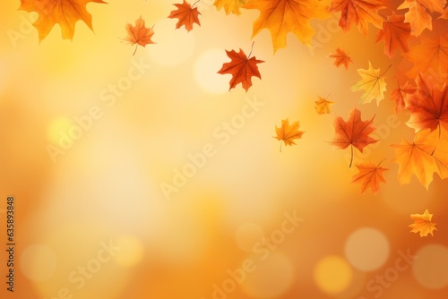 Maple leaves autumn banner on blurred autumn background generative ai