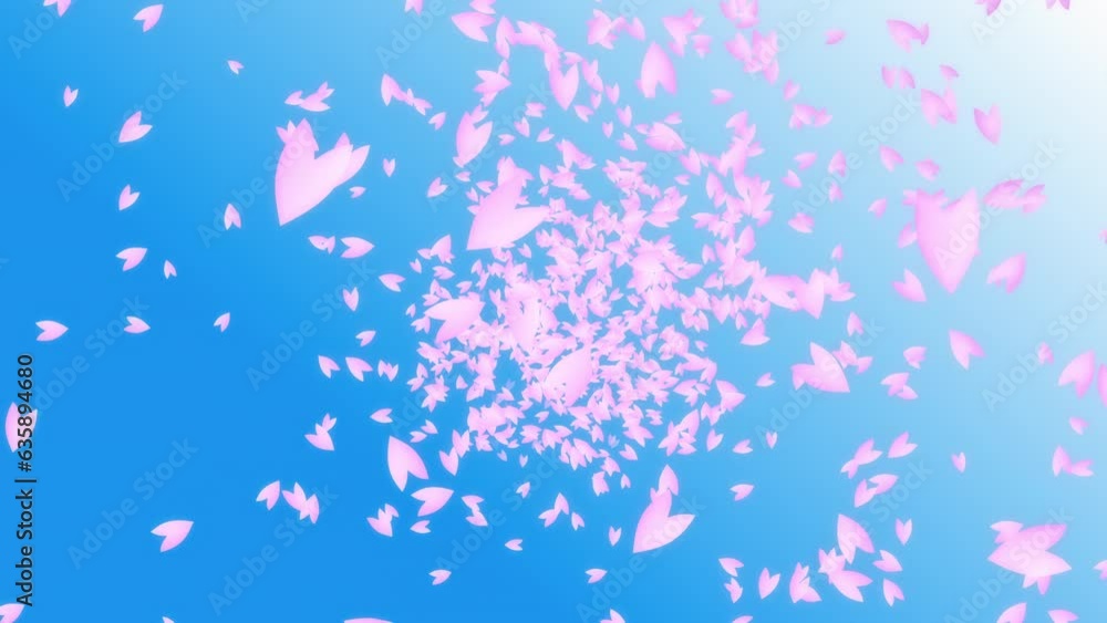 Pink cherry petals falling from the blue sky. Spring time in Japan. Pink cherry petals falling from the blue sky. Spring time in Japan.