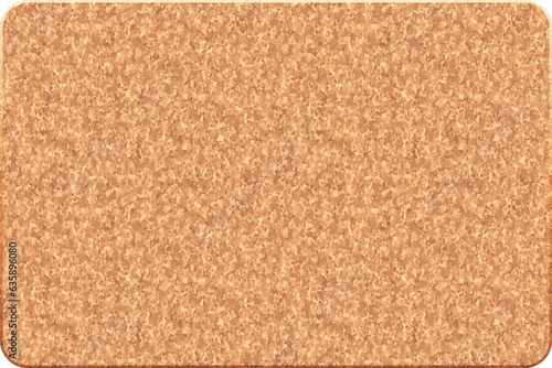Rectangular cork noticeboard with rounded corners and texture. Message board with a grainy pattern for pinning notes, to-do lists, photos. School background. Vector illustration.