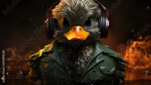 duck wearing headphones hoody © Poprock3d