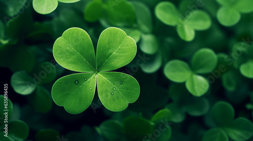 Four Leaf Clover Stands Out Against Green Leaves Clover Banner.