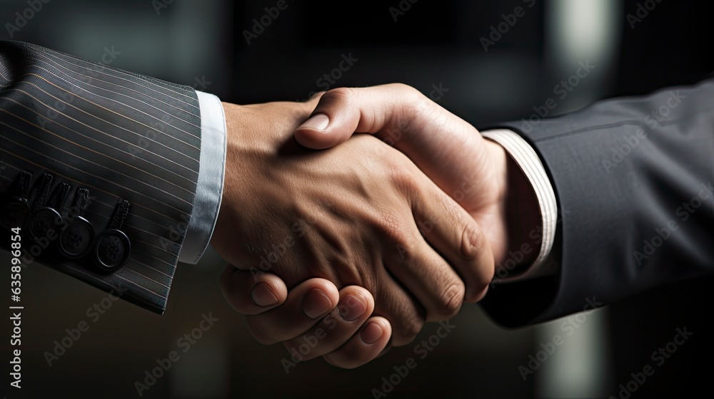 Business Handshake, agreement handshake, final handshake in office room. Generative AI Business Handshake, agreement handshake, final handshake in office room. Generative AI