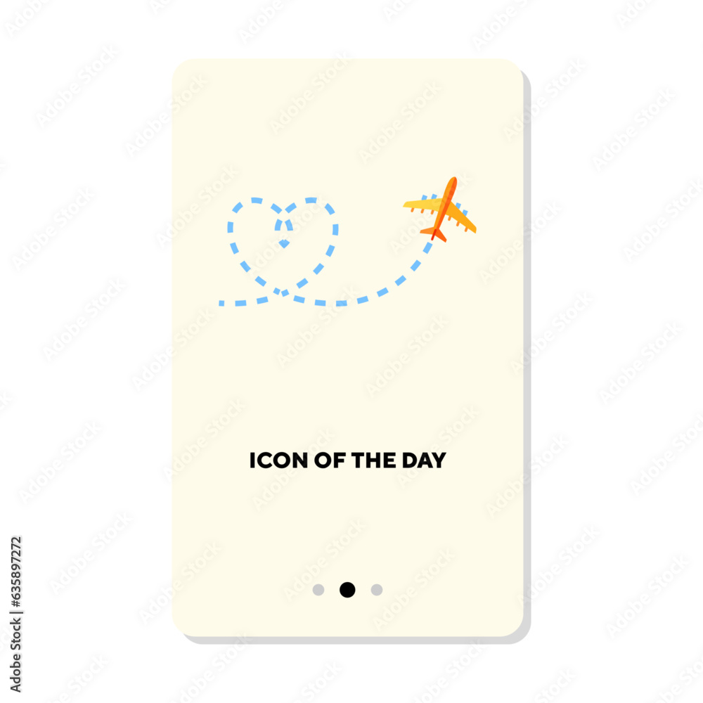 Airplane making heart path in sky flat vector icon. Passenger plane or jet flying top view isolated vector illustration. Air transportation, aviation, travel concept for web design and apps Airplane making heart path in sky flat vector icon. Passenger plane or jet flying top view isolated vector illustration. Air transportation, aviation, travel concept for web design and apps