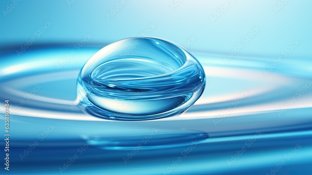 a drop of water that is floating in the water with a blue background. generative ai a drop of water that is floating in the water with a blue background. generative ai