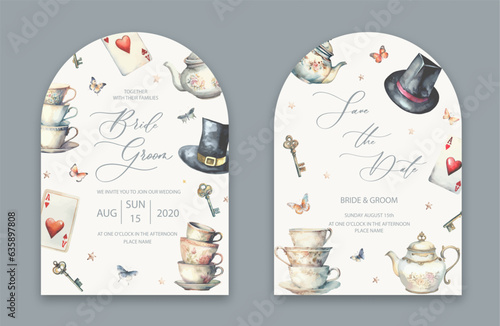 Wedding Arch Invitation in vintage style.