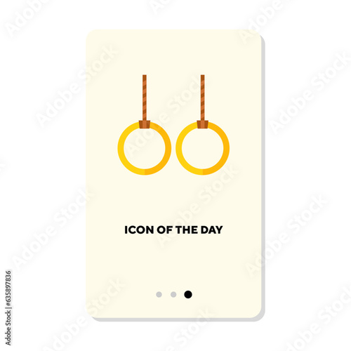 Sport rings for artistic gymnastics flat vector icon. Acrobatic equipment and tools isolated vector illustration. Competition, professional sport, achievement concept for web design and apps