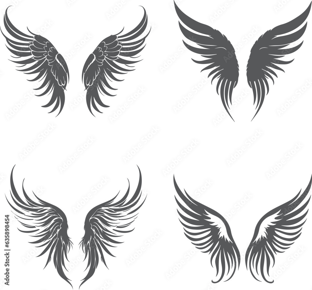 Heaven Wings set vector drawing elements Heaven Wings set vector drawing elements