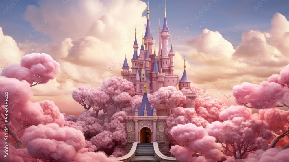 Washable Wallpaper Murals Pink princess castle Nikkel Art