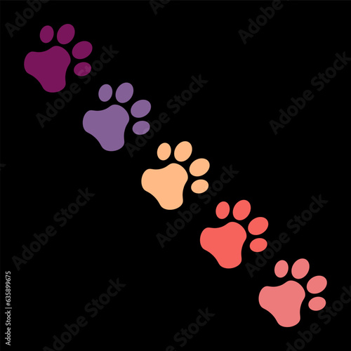 Art & IllustratioIsolated palllete color icon for cute animal dog or cat foot print, symbol of pet, animal pet shop and pets sign board design