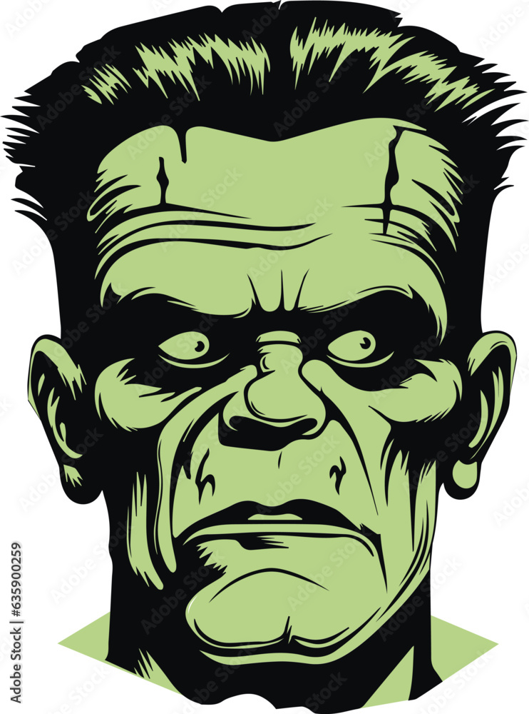 Vintage Monster frankenstein Halloween Vector Illustration, SVG Stock ...