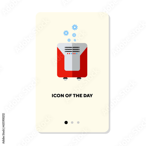 Cooling mode of air conditioner flat vector icon. Electric fan device with showflakes for hot weather isolated vector illustration. Air conditioning, ventilation concept for web design and apps photo