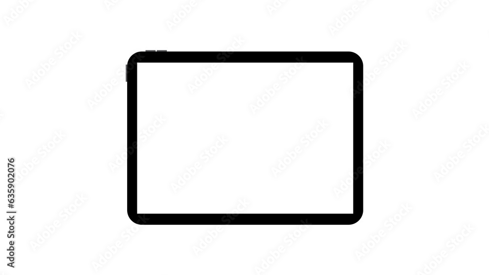 Modern black tablet computer with blank horizontal screen isolated on white background. png Modern black tablet computer with blank horizontal screen isolated on white background. png