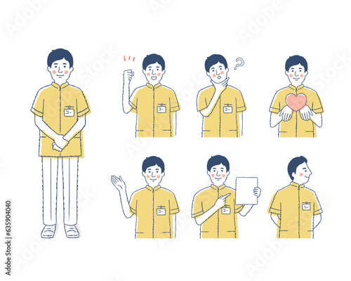 男性医療従事者の表情　バリエーションセット