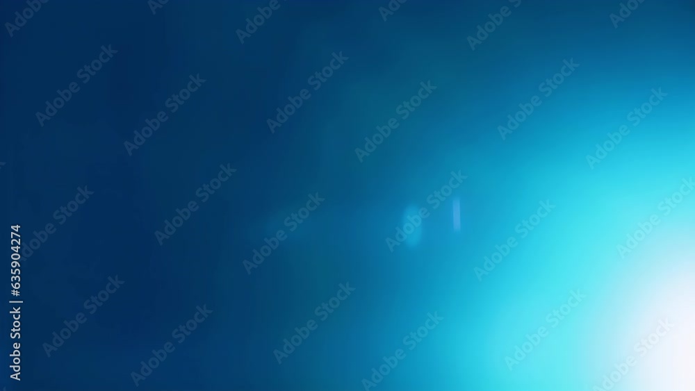 Real blue light leak from cinematic lens with bokeh from bright spotlight moving down right side of frame against black background for overlay effect.