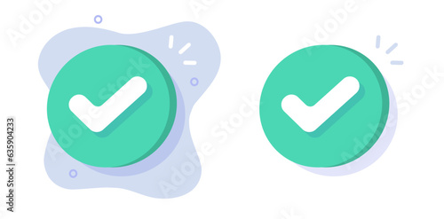 Check mark 3d icon vector graphic, checkmark tick green checkbox illustration, approved confirm choice symbol, success passed poll vote form element, accept correct list sign, valid verified image set