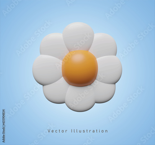 white flower in 3d vector illustration.