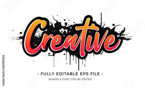 Creative Doodle Splash editable vector text effect	