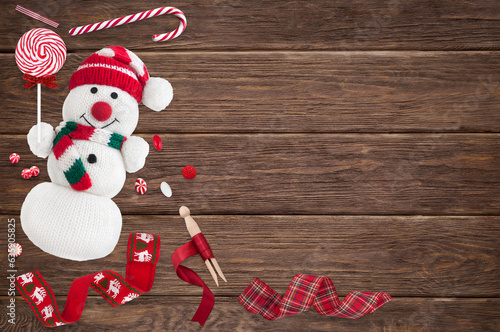 Wallpaper Mural Christmas Banner On Wooden Background Torontodigital.ca