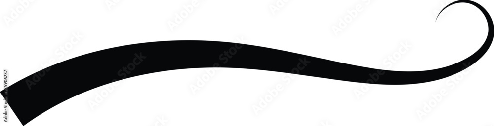 Swoosh typography text tail shape. Calligraphic decoration swish symbol. Retro underline, black stroke or ornament design vector illustration Swoosh typography text tail shape. Calligraphic decoration swish symbol. Retro underline, black stroke or ornament design vector illustration