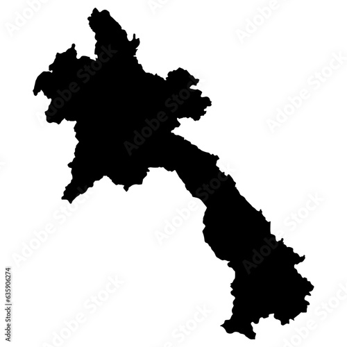 Laos map in black color isolate on  white background