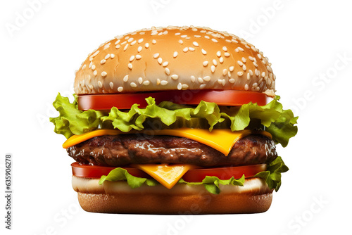 Cheeseburger isolated on transparent background PNG ,shot on the professional macro lens
