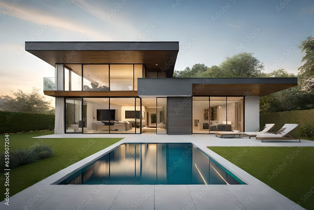 Fototapeta premium house exterior generative by AI technology