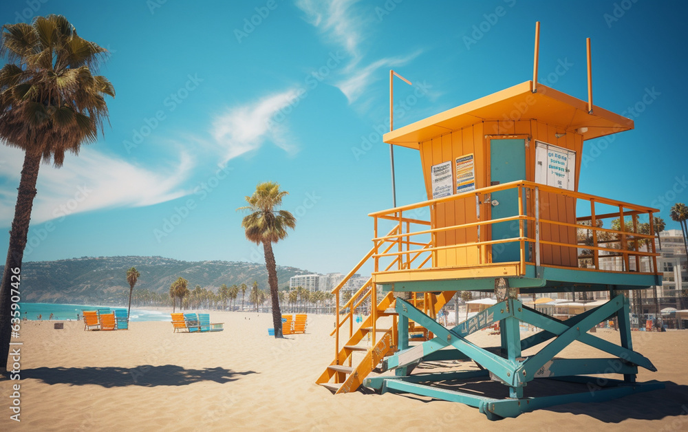 lifeguard tower on the beach, Los Angeles