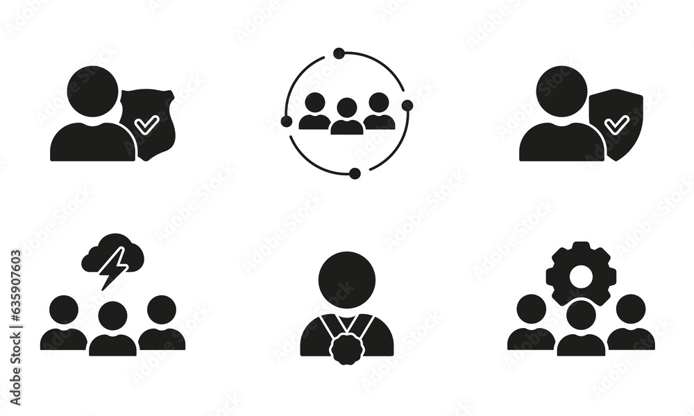 Employee Cooperation Silhouette Icons Set. Teamwork and Brainstorm Glyph Pictogram Collection. Social Protection Solid Sign. Business Management Symbol. Team Partnership. Isolated Vector Illustration Employee Cooperation Silhouette Icons Set. Teamwork and Brainstorm Glyph Pictogram Collection. Social Protection Solid Sign. Business Management Symbol. Team Partnership. Isolated Vector Illustration