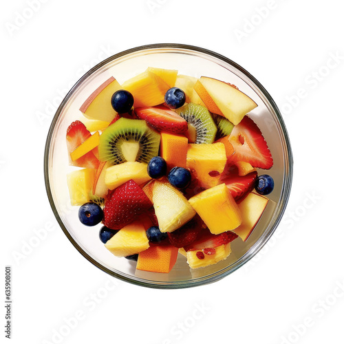 Fresh fruits salad arranged on a plate  as a complementary element to the design project