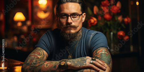 Skilled Tattoo Artist's Portrait: Creative Professional