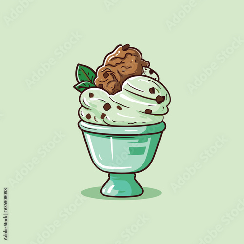mint chocolate chip ice cream clip art illustration