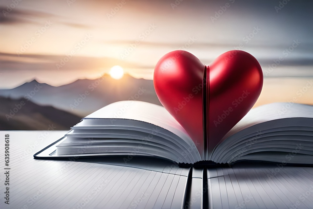 beautiful heart on book generative by AI technology beautiful heart on book generative by AI technology