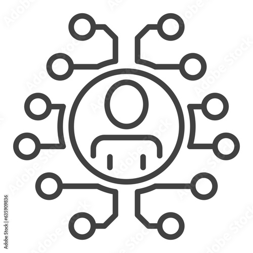 Digital Brain and Circle with Man vector concept linear icon