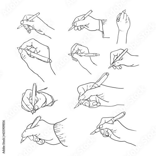 Sketch of a hand holding a pen