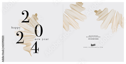 2024 logo and premium wish card with curve style. Happy new Year.	