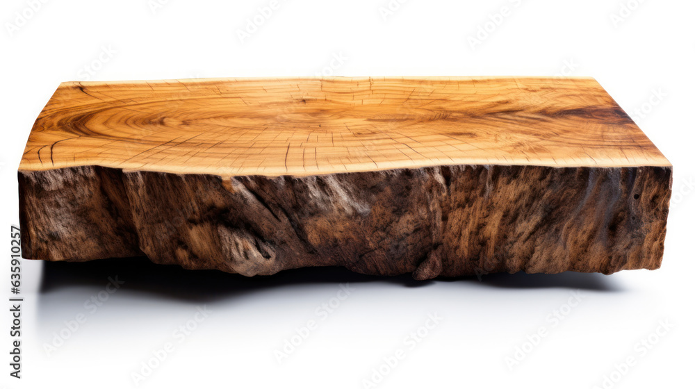 Fototapeta premium Nutwood slab isolated on a white background.