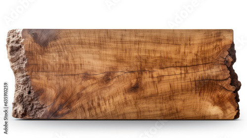 Nutwood slab isolated on a white background.