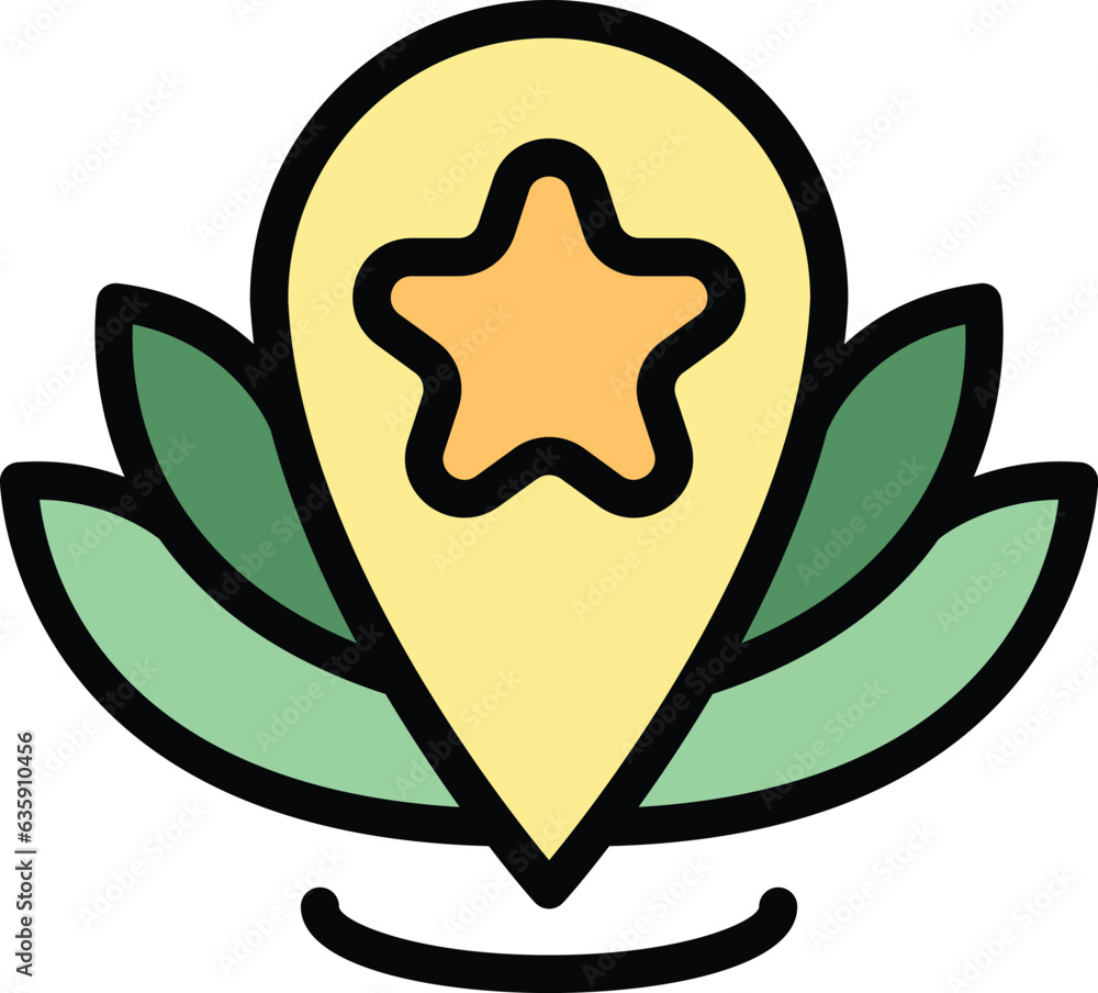 Lotus healing location icon outline vector. Yoga body. Mental benefits color flat Lotus healing location icon outline vector. Yoga body. Mental benefits color flat