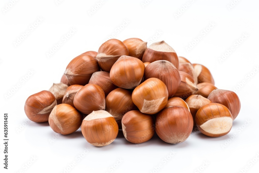Extra big hazelnuts isolated on a white background generative ai Extra big hazelnuts isolated on a white background generative ai