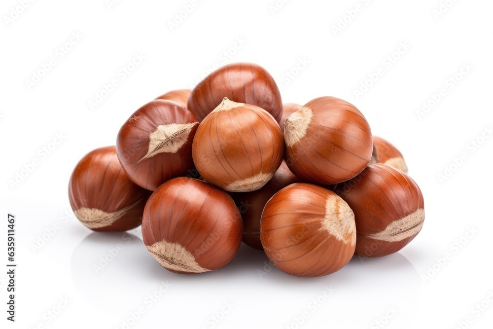 Extra big hazelnuts isolated on a white background generative ai Extra big hazelnuts isolated on a white background generative ai