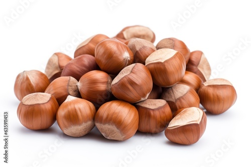 Extra big hazelnuts isolated on a white background generative ai