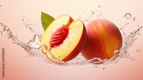  a peach and a piece of fruit are in the water. generative ai