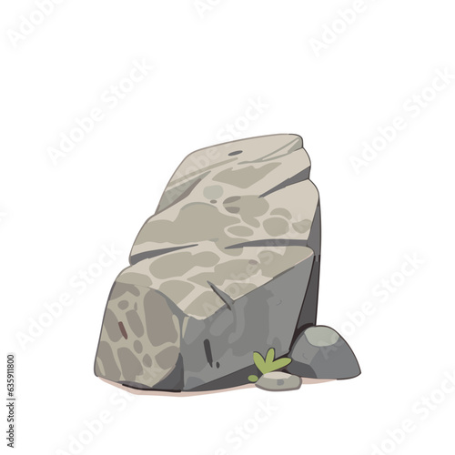 Pile of rock stone with grass. Rock stone cartoon. Rock and debris of the mountain. Vector illustration EPS10